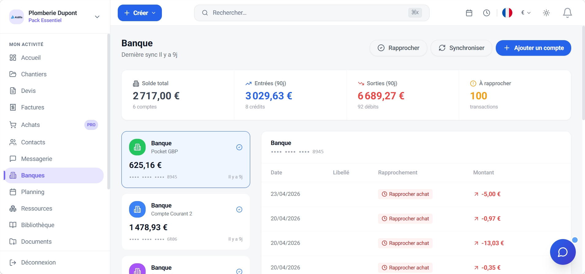Connexion bancaire & Encaissements