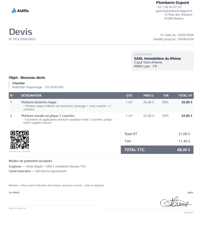 Devis & Factures professionnels